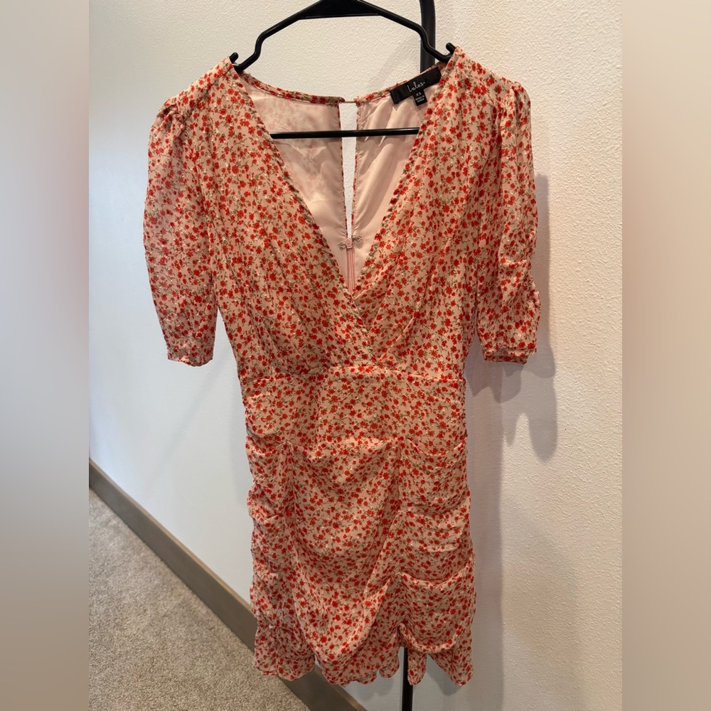Lulu's Red Floral Midi Dress